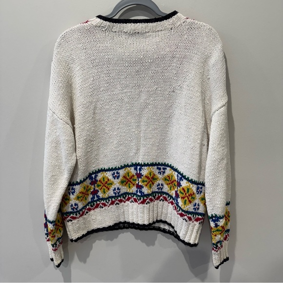 Vintage Midsummer Scandinavian Aztec Lizwear Size Large Hand Knit Sweater - Picture 5 of 5